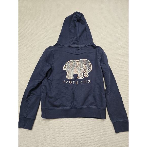 Ivory Ella Sweatshirt Womens Small Blue Hooded Pull Over - Picture 5 of 7